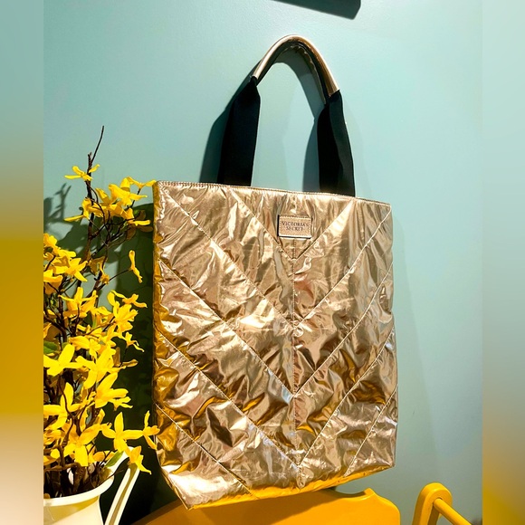 Victoria's Secret Handbags - Victoria's Secret Gold Tote Bag